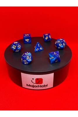 DND Frp Zar Seti 7li Set Dnd Zarı Dungeons And Dragons Masaüstü Oyun Zarı Sedefli Mavi - 3