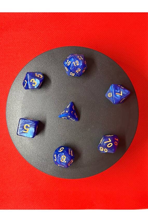 DND Frp Zar Seti 7li Set Dnd Zarı Dungeons And Dragons Masaüstü Oyun Zarı Sedefli Mavi - 2