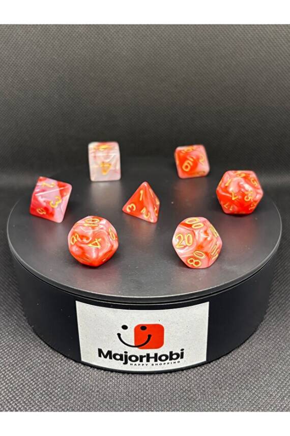 DND Frp Zar Seti 7li Set Dnd Zarı Dungeons And Dragons Masaüstü Oyun Zarı Sedefli Pembe - 1
