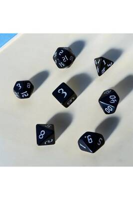 DND Frp Zar Seti 7li Set Dnd Zarı Dungeons And Dragons Masaüstü Oyun Zarı Siyah Beyaz