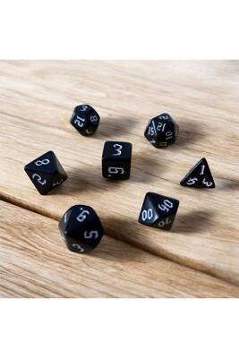 DND Frp Zar Seti 7li Set Dnd Zarı Dungeons And Dragons Masaüstü Oyun Zarı Siyah Beyaz - 3