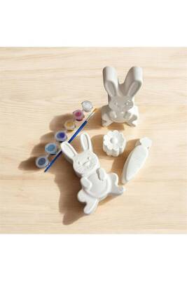 Eğitici Etkinlik Dev Taş Boyama Sevimli Tavşanlar Boya ve Fırça Seti - 3