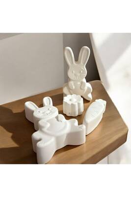 Eğitici Etkinlik Dev Taş Boyama Sevimli Tavşanlar Boya ve Fırça Seti - 5