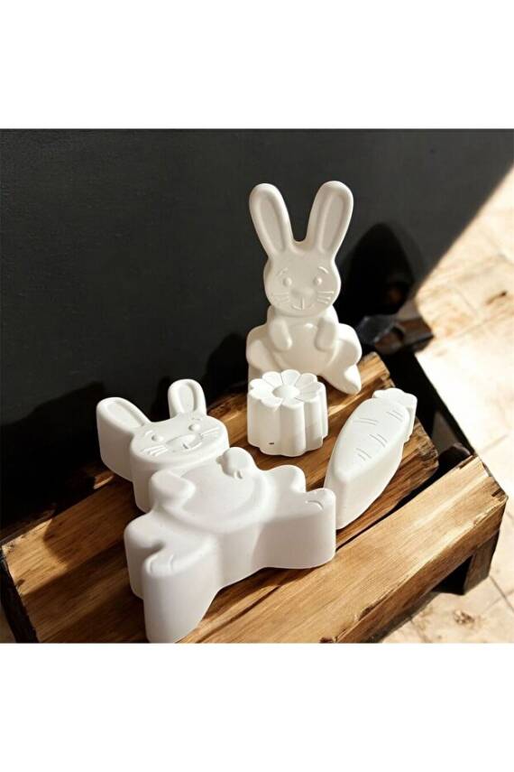 Eğitici Etkinlik Dev Taş Boyama Sevimli Tavşanlar Boya ve Fırça Seti - 6