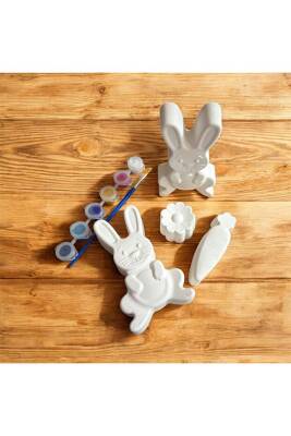 Eğitici Etkinlik Dev Taş Boyama Sevimli Tavşanlar Boya ve Fırça Seti - 7