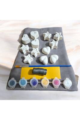 Kalpler Yıldızlar Taş Boyama Mıknatıslı Magnet Seti, Dıy, kendin Yap, Doğum Günü Hediyesi 12 Adet  - 3