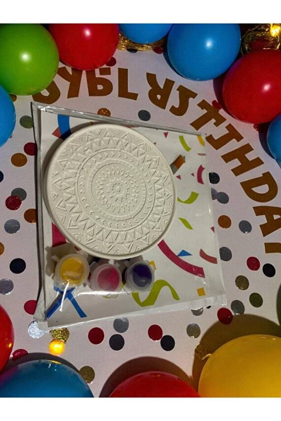Mandala Bardak Altlığı Taş Boyama Seti, Kendin Yap, Doğum Günü Hediyesi 6 Adet  - 2