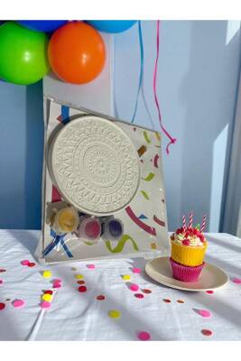 Mandala Bardak Altlığı Taş Boyama Seti, Kendin Yap, Doğum Günü Hediyesi 6 Adet  - 3