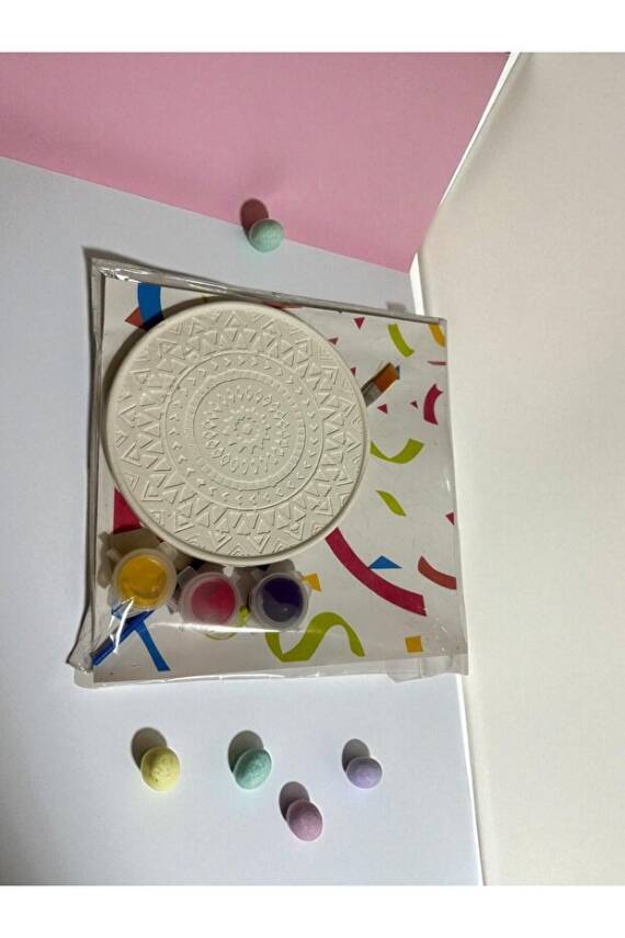 Mandala Bardak Altlığı Taş Boyama Seti, Kendin Yap, Doğum Günü Hediyesi 6 Adet  - 5