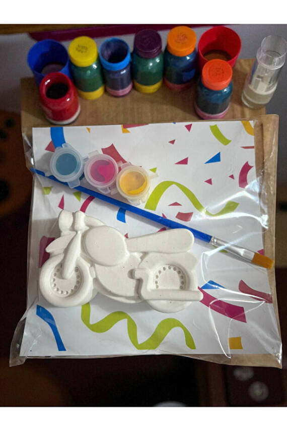 Motorsiklet Taş Boyama Seti, Dıy, kendin Yap, Doğum Günü Hediyesi 6 Adet  - 2