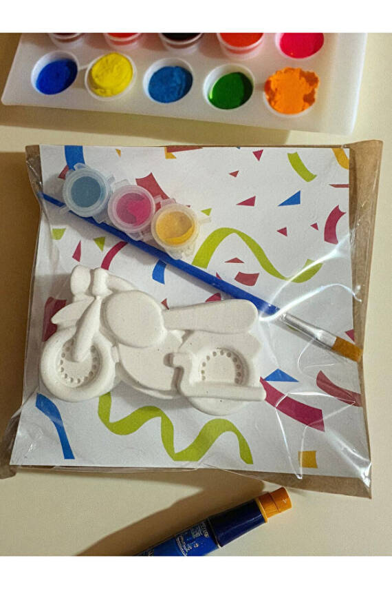 Motorsiklet Taş Boyama Seti, Dıy, kendin Yap, Doğum Günü Hediyesi 6 Adet  - 4