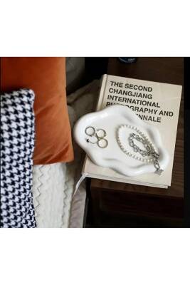 Taş Tozu Dekoratif Bulut Takı & Aksesuar Sunum Tabağı 14x20 cm - 2