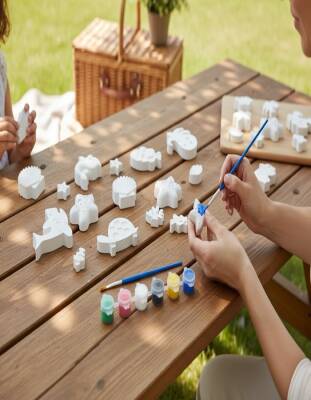 Taş Tozu Deniz Canlıları Boyama Seti 15’li – 6 Renk Boya ve Fırça (3–6 cm) - 6