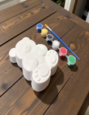 Taş Tozu El Yapımı Boyanabilir Ayıcık Figür Seti – 6 Boya + Fırça - 7