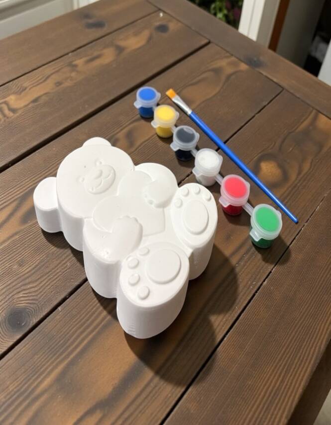 Taş Tozu El Yapımı Boyanabilir Ayıcık Figür Seti – 6 Boya + Fırça - 7