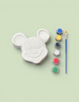 Taş Tozu El Yapımı Boyanabilir Mickey Mouse Figür Boyama Seti 12x12 cm – 6 Boya + Fırça - 3