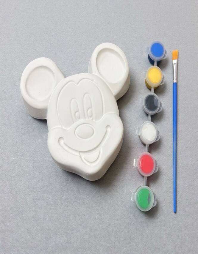 Taş Tozu El Yapımı Boyanabilir Mickey Mouse Figür Boyama Seti 12x12 cm – 6 Boya + Fırça - 4