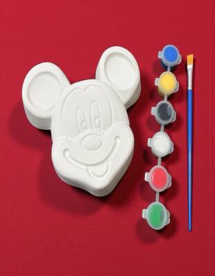 Taş Tozu El Yapımı Boyanabilir Mickey Mouse Figür Boyama Seti 12x12 cm – 6 Boya + Fırça - 6
