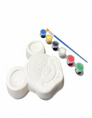 Taş Tozu El Yapımı Boyanabilir Mickey Mouse Figür Boyama Seti 12x12 cm – 6 Boya + Fırça - 7