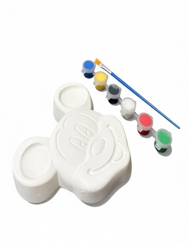 Taş Tozu El Yapımı Boyanabilir Mickey Mouse Figür Boyama Seti 12x12 cm – 6 Boya + Fırça - 7