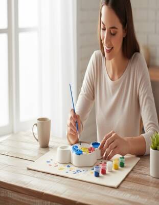 Taş Tozu El Yapımı Boyanabilir Mickey Mouse Figür Boyama Seti 12x12 cm – 6 Boya + Fırça - 2