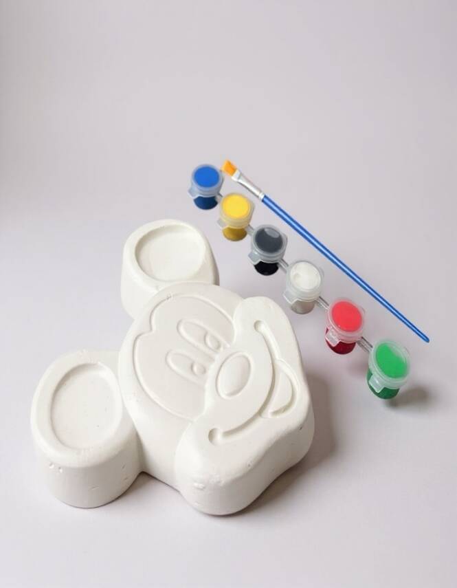 Taş Tozu El Yapımı Boyanabilir Mickey Mouse Figür Boyama Seti 12x12 cm – 6 Boya + Fırça - 8