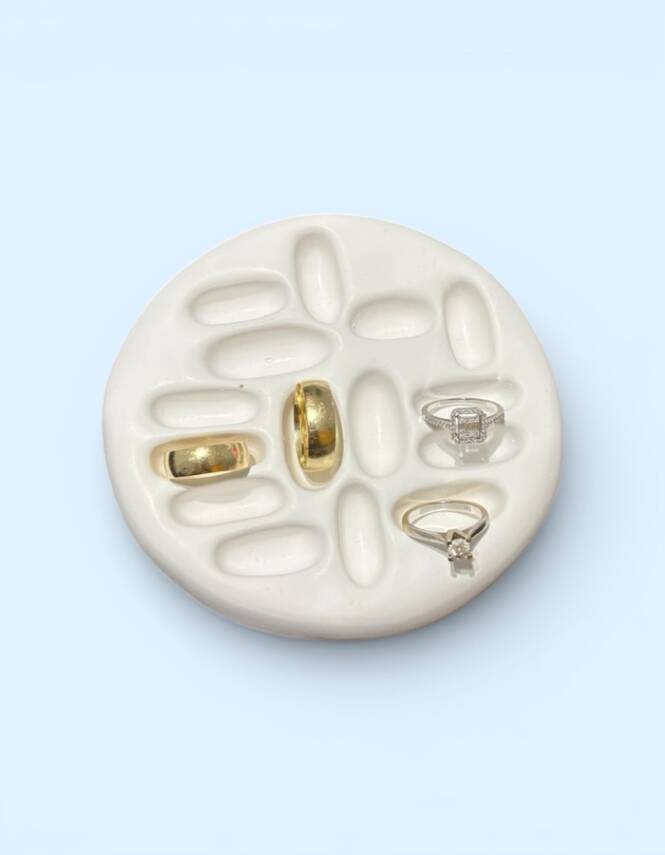 Taş Tozu El Yapımı Dekoratif Yüzük Tabaklığı Takı Sunum Tabağı - 1