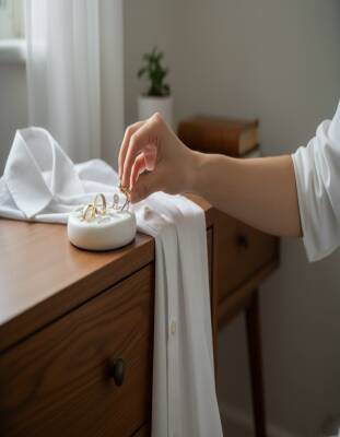 Taş Tozu El Yapımı Dekoratif Yüzük Tabaklığı Takı Sunum Tabağı - 4