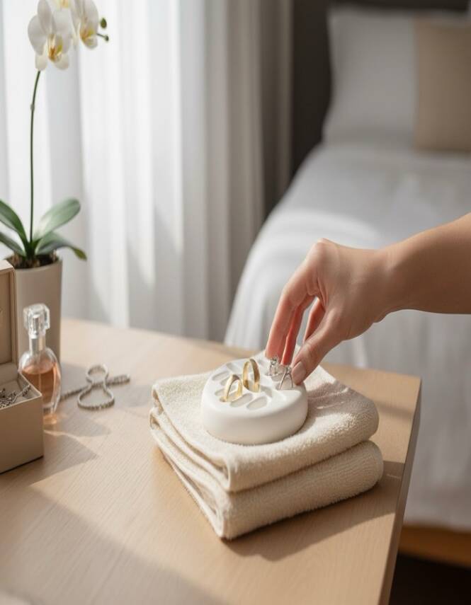 Taş Tozu El Yapımı Dekoratif Yüzük Tabaklığı Takı Sunum Tabağı - 5