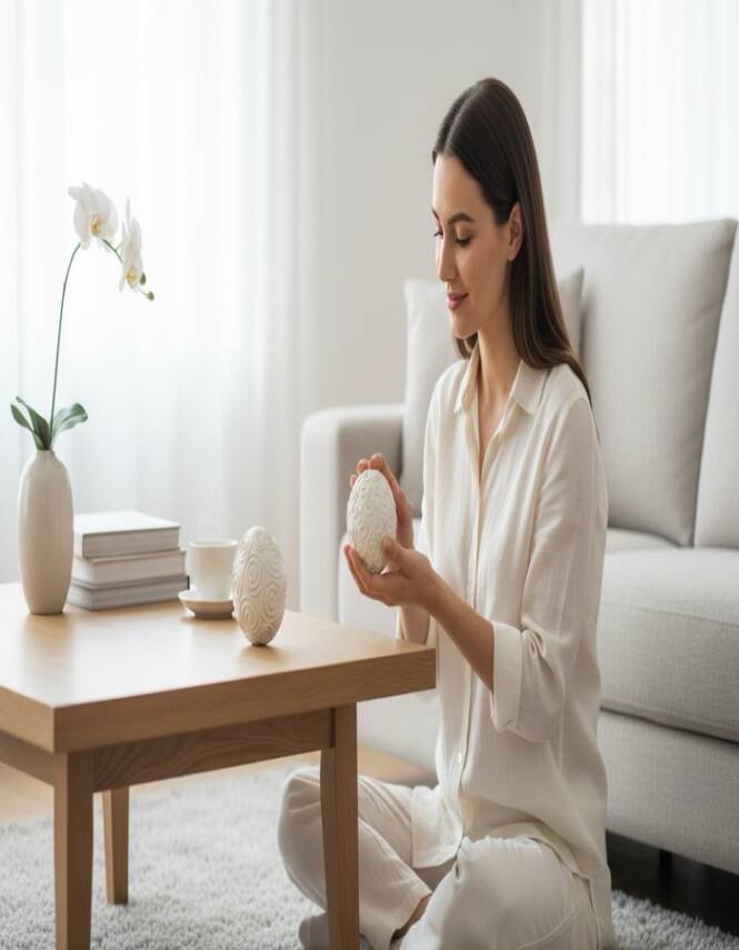 Taş Tozu El Yapımı Desenli Dekoratif Küre Obje Seti 2’li 23x10 cm - 4