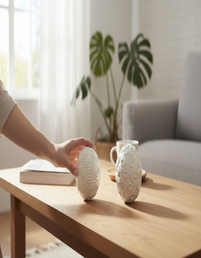 Taş Tozu El Yapımı Desenli Dekoratif Küre Obje Seti 2’li 23x10 cm - 6