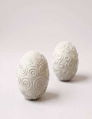 Taş Tozu El Yapımı Desenli Dekoratif Küre Obje Seti 2’li 23x10 cm - 3