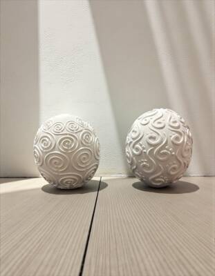 Taş Tozu El Yapımı Desenli Dekoratif Küre Obje Seti 2’li 23x10 cm - 7