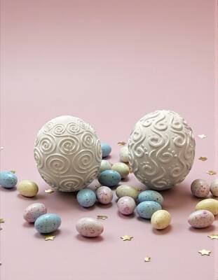 Taş Tozu El Yapımı Desenli Dekoratif Küre Obje Seti 2’li 23x10 cm