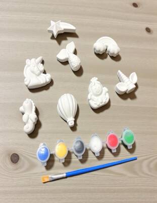 Taş Tozu Fantastik Figür Boyama Seti 8 Parça | 6 Renk Boya + Fırça