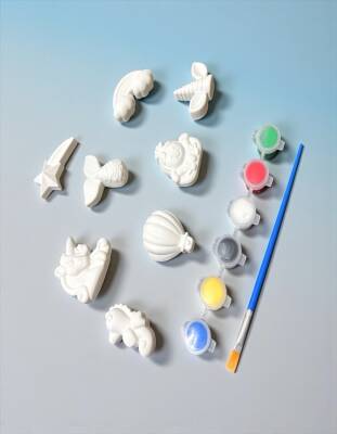 Taş Tozu Fantastik Figür Boyama Seti 8 Parça | 6 Renk Boya + Fırça - 3