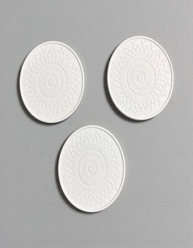 Taş Tozu Mandala Desenli Yuvarlak Boyama Seti 3’lü – 6 Renk Boya ve Fırça | 10 cm - 4