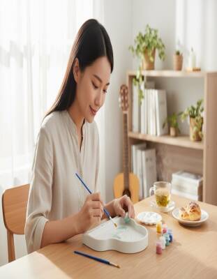 Taş Tozu Piyano Boyama Seti – 6 Renk Boya ve Fırçalı Dekoratif Hobi Ürünü (19×20 cm)