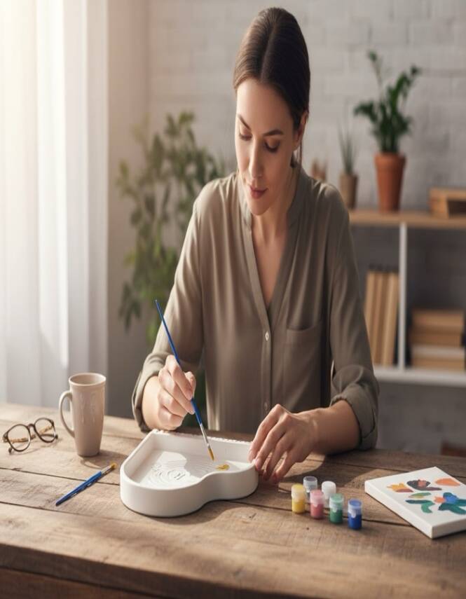 Taş Tozu Piyano Boyama Seti – 6 Renk Boya ve Fırçalı Dekoratif Hobi Ürünü (19×20 cm) - 4