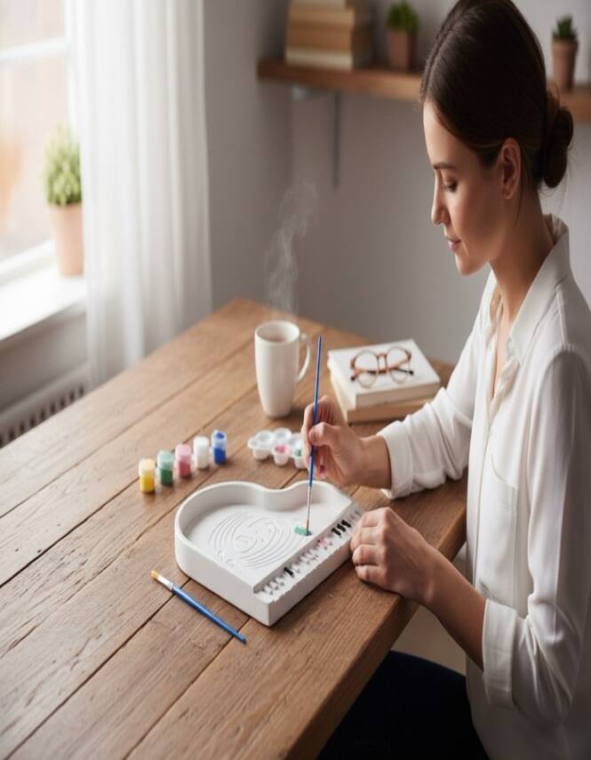 Taş Tozu Piyano Boyama Seti – 6 Renk Boya ve Fırçalı Dekoratif Hobi Ürünü (19×20 cm) - 6