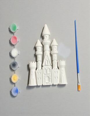 Taş Tozu Şato Boyama Seti 14 cm – 6 Renk Boya ve Fırçalı El Yapımı Dekoratif Figür - 6