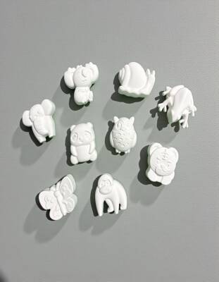 Taş Tozu Sevimli Hayvanlar Boyama Seti 9’lu – 6 Renk Boya & Fırça | Eğitici Hobi - 4