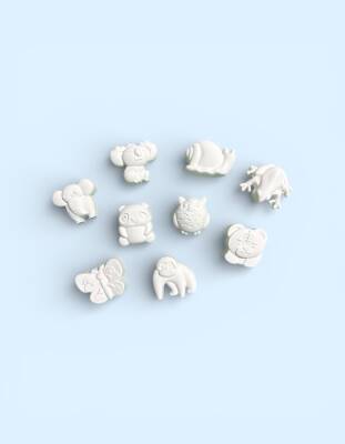 Taş Tozu Sevimli Hayvanlar Boyama Seti 9’lu – 6 Renk Boya & Fırça | Eğitici Hobi - 5