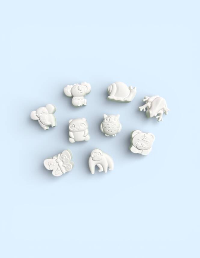 Taş Tozu Sevimli Hayvanlar Boyama Seti 9’lu – 6 Renk Boya & Fırça | Eğitici Hobi - 5