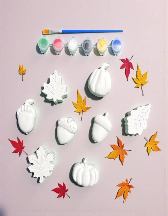 Taş Tozu Sonbahar Figürleri Boyama Seti 8’li – 6 Renk Boya ve Fırça | Çocuklar İçin Hobi - 1