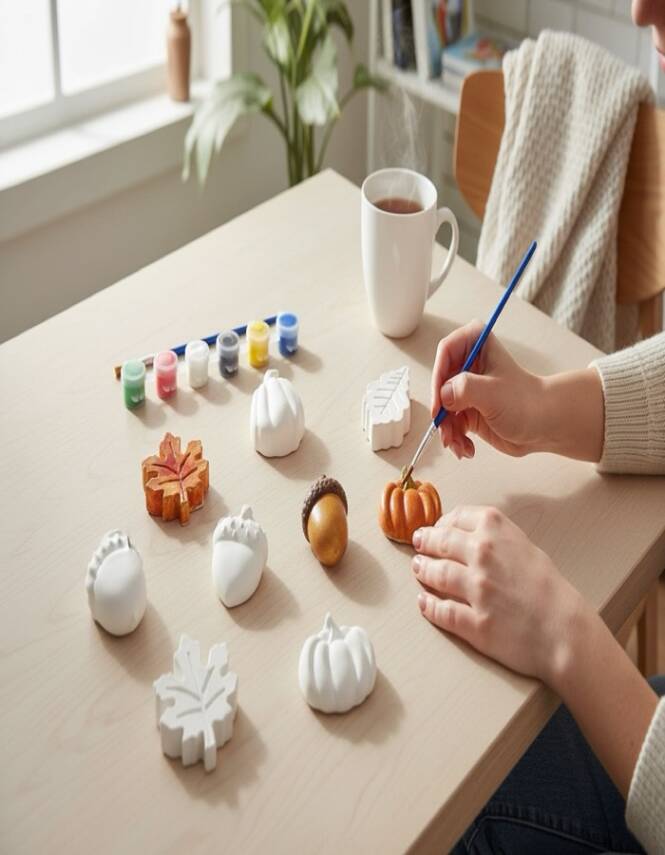 Taş Tozu Sonbahar Figürleri Boyama Seti 8’li – 6 Renk Boya ve Fırça | Çocuklar İçin Hobi - 5