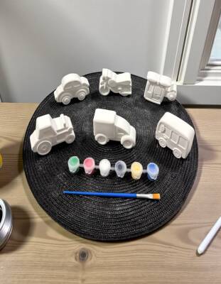 Taş Tozundan El Yapımı Araçlar Boyama Seti – 6 Renk Boya & Fırça | Çocuk Boyama Seti - 5