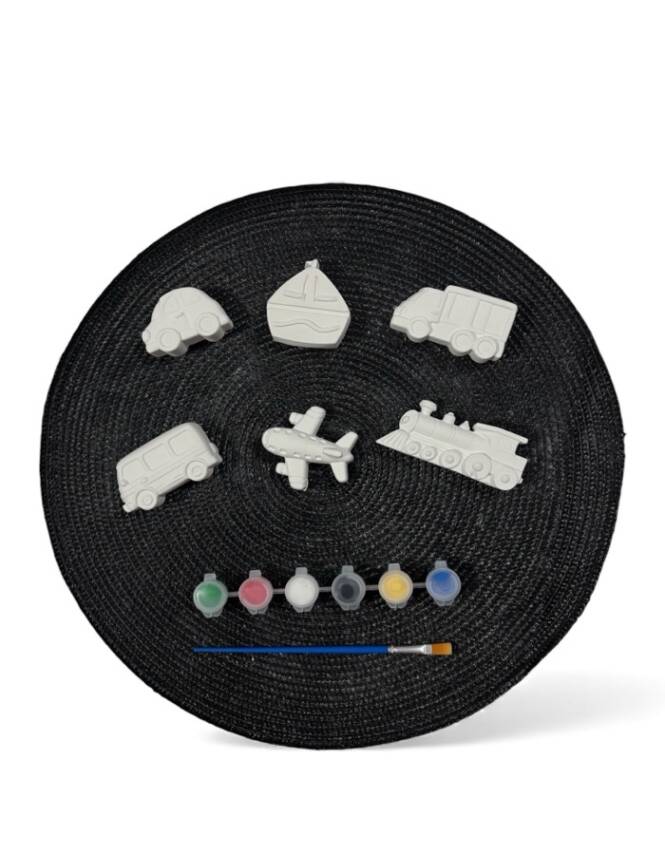 Taş Tozundan El Yapımı Araçlar Boyama Seti – 6 Renk Boya & Fırça | Çocuklar İçin Eğitici Boyama Seti - 1