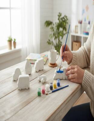 Taş Tozundan El Yapımı Araçlar Boyama Seti – 6 Renk Boya & Fırça | Çocuklar İçin Eğitici Boyama Seti - 2