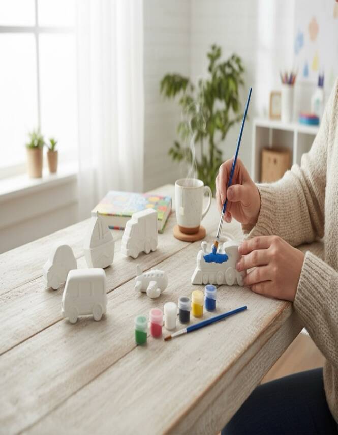 Taş Tozundan El Yapımı Araçlar Boyama Seti – 6 Renk Boya & Fırça | Çocuklar İçin Eğitici Boyama Seti - 2